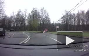 В Петергофе Mitsubishi снес два столба 
