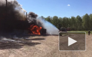 Крупный пожар на трассе Томск-Новосибирск попал на видео