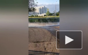 На проспекте Ветеранов прорвало трубу с горячей водой