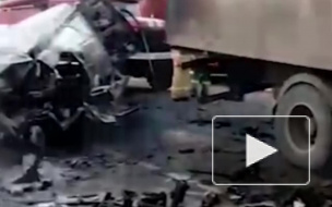 В ДТП с микроавтобусом и грузовиком в Тамбовской области заживо сгорели 6 человек