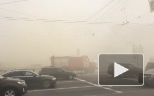 Появилось видео пожара в мебельном складе на Бухарестской