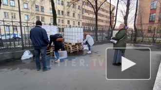 Видео: петербуржцы не успели набрать бесплатного антисептика на Бумажной