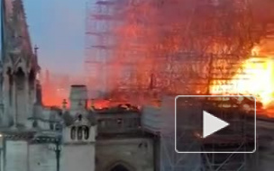 Пожар на крыше Нотр-Дам-де-Пари попал на видео 